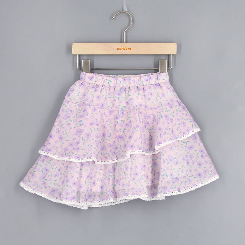 碎花荷葉層次短裙