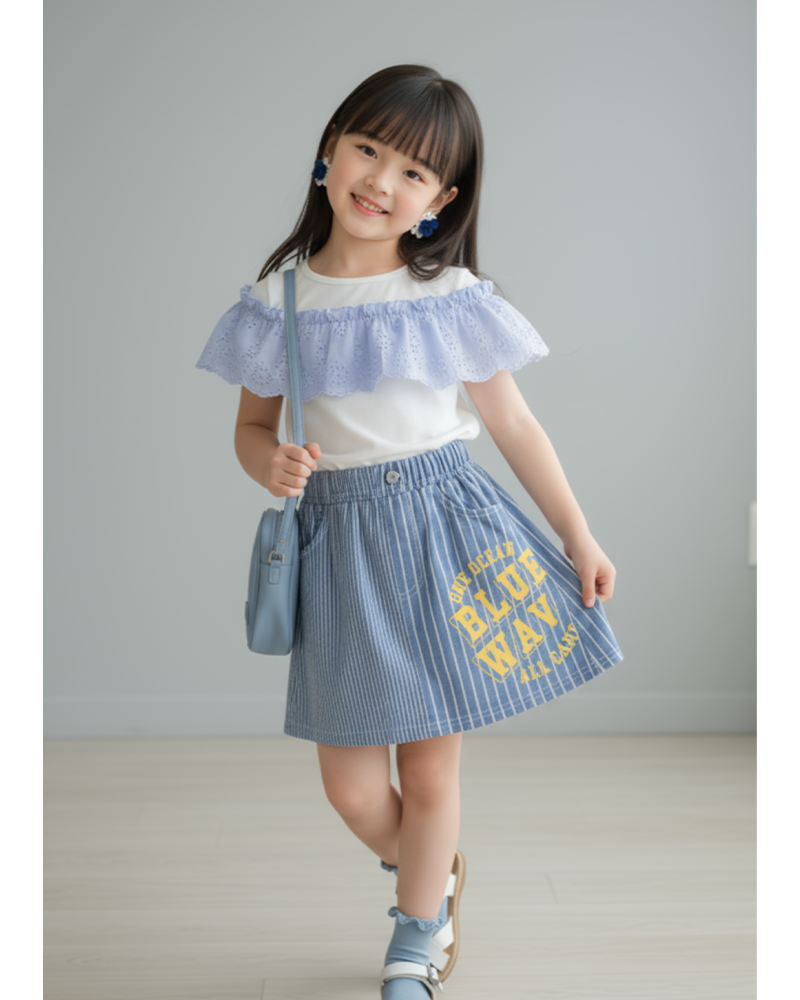 特色印花直紋短裙