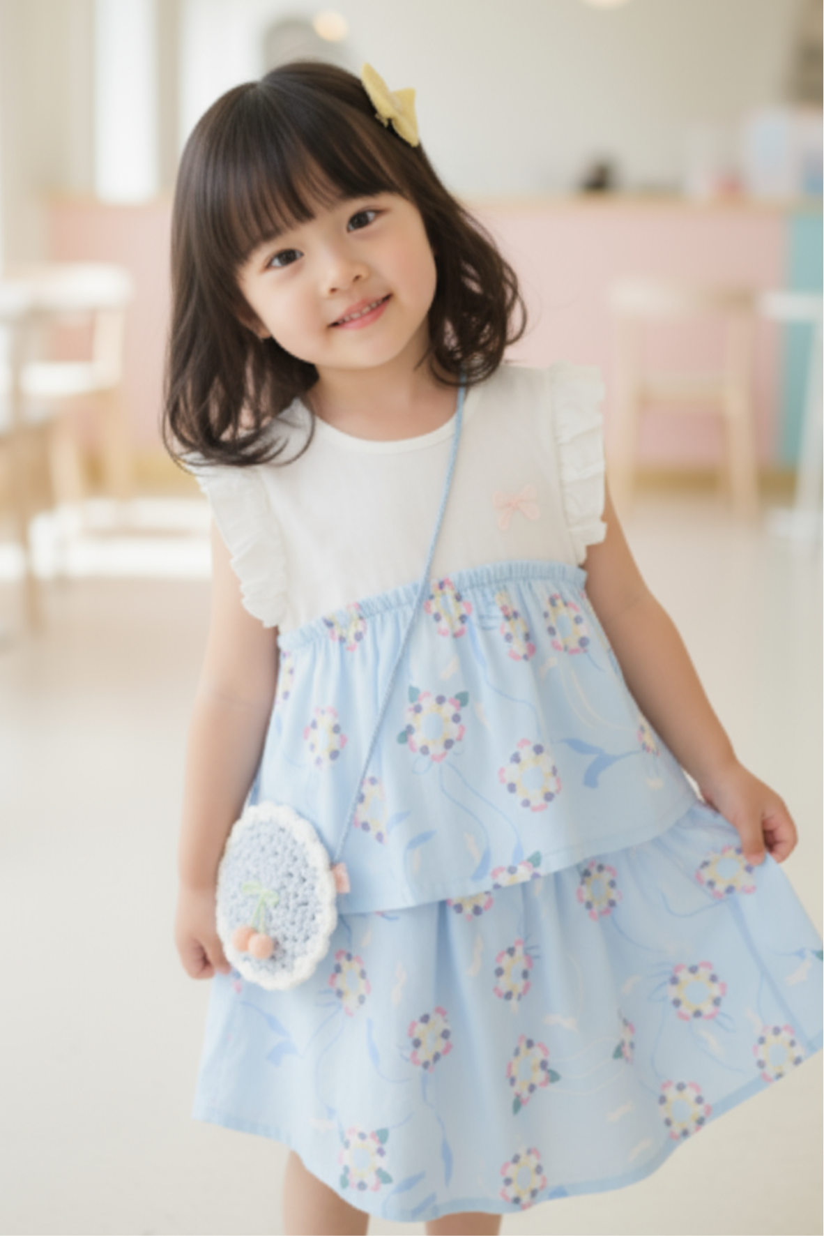 碎花荷葉邊背心