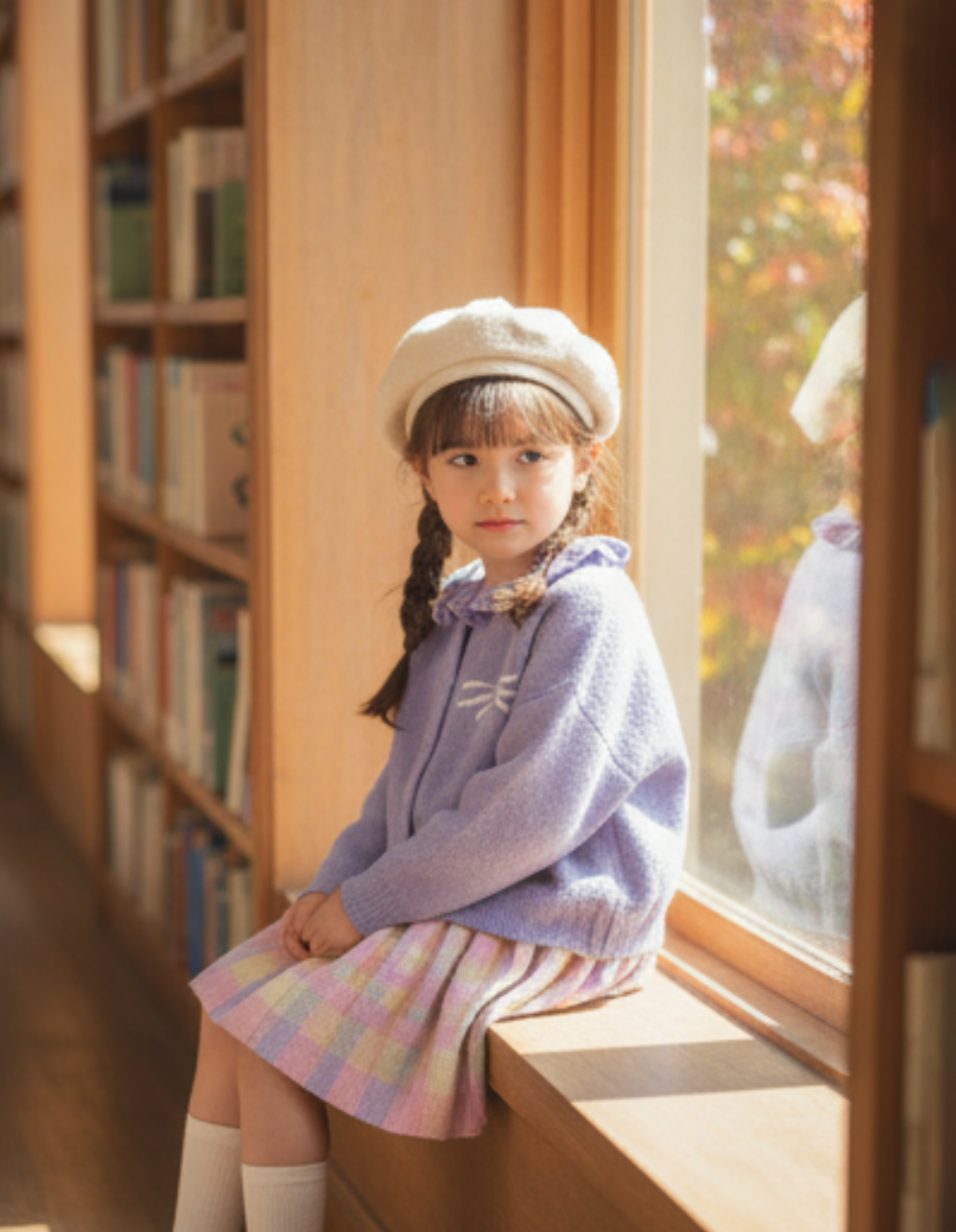 荷葉領貓咪針織外套