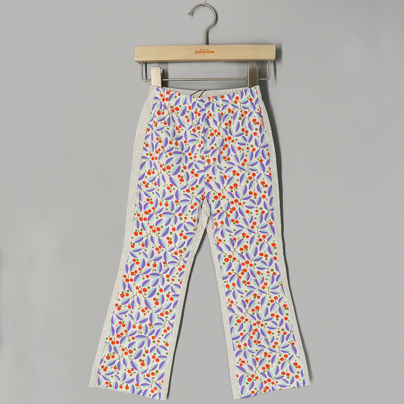 碎花拼布喇叭緊身褲