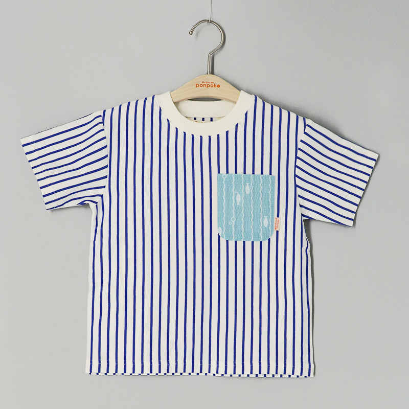 直紋圖案口袋T裇