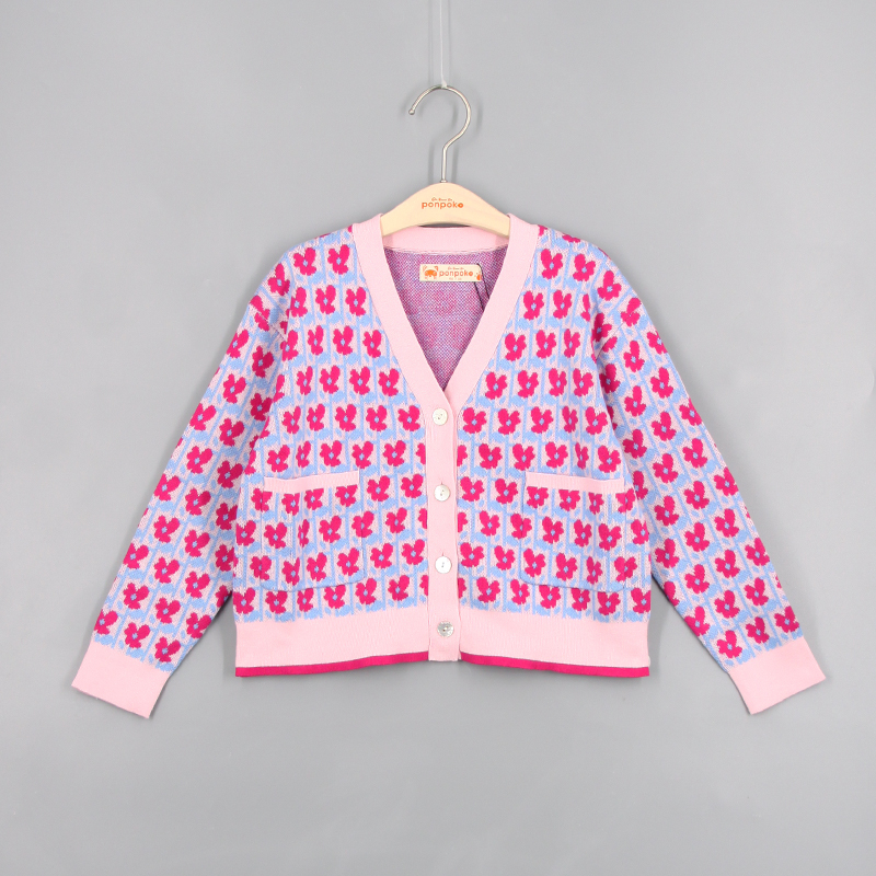 花朵針織開胸衫