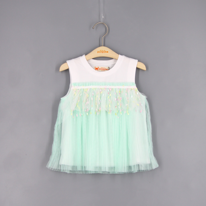 彩虹百褶紗背心