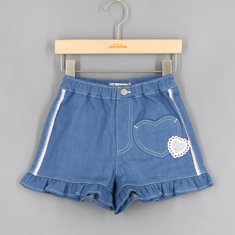 心型袋牛仔短褲