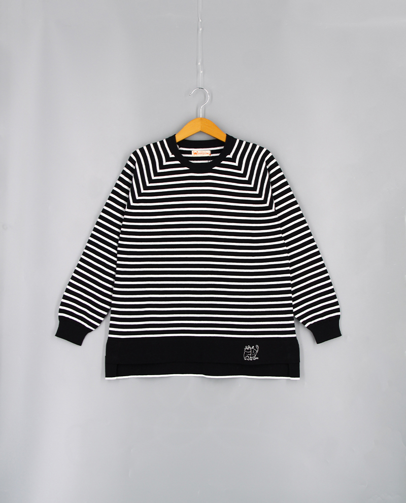 貓咪刺繡橫間毛衣(女裝)