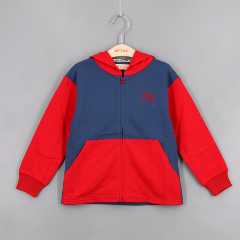 猩猩刺繡撞色連帽外套