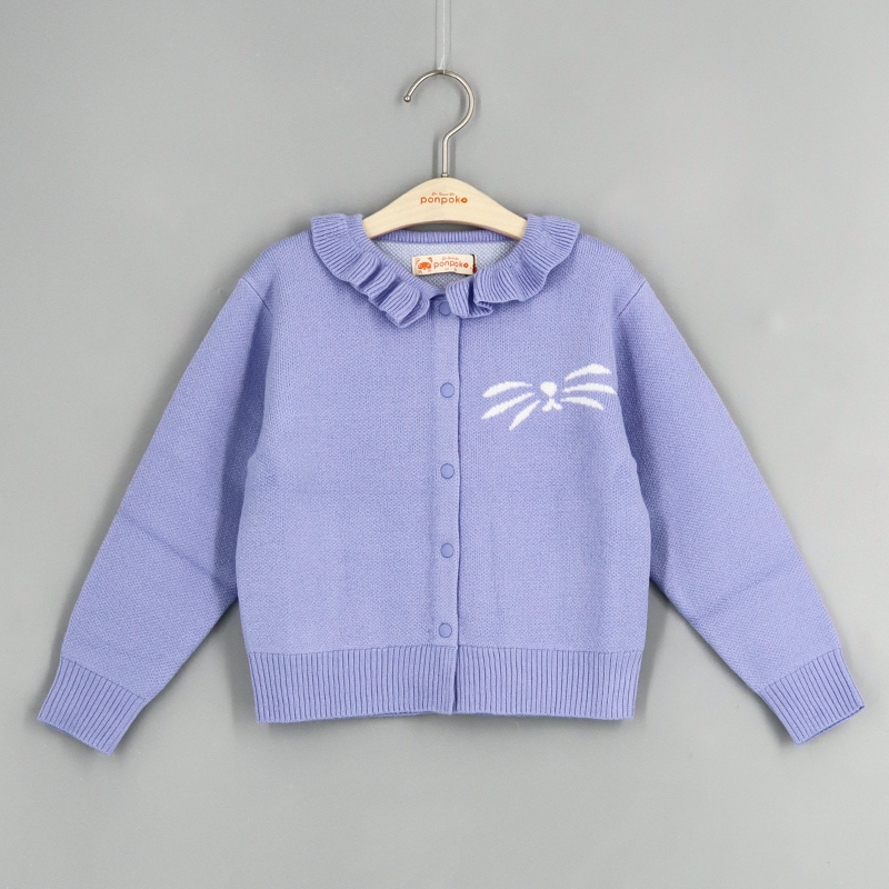 荷葉領貓咪針織外套