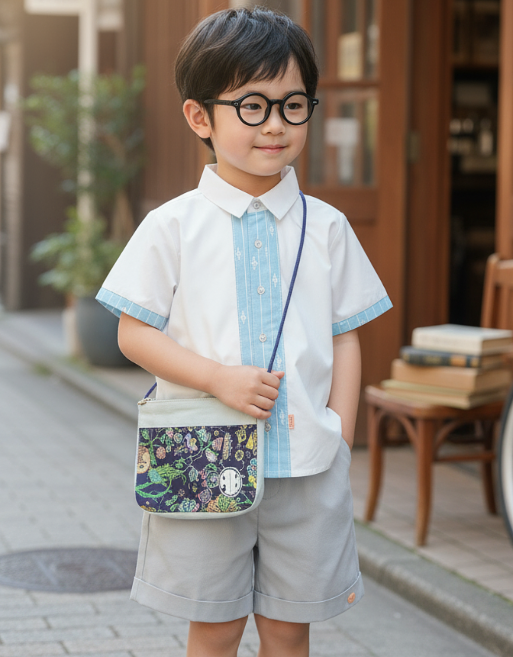 長方形立體斜肩袋