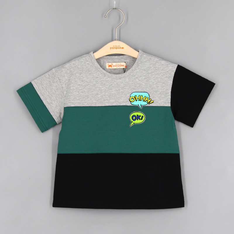 對話泡泡布貼拼色T裇