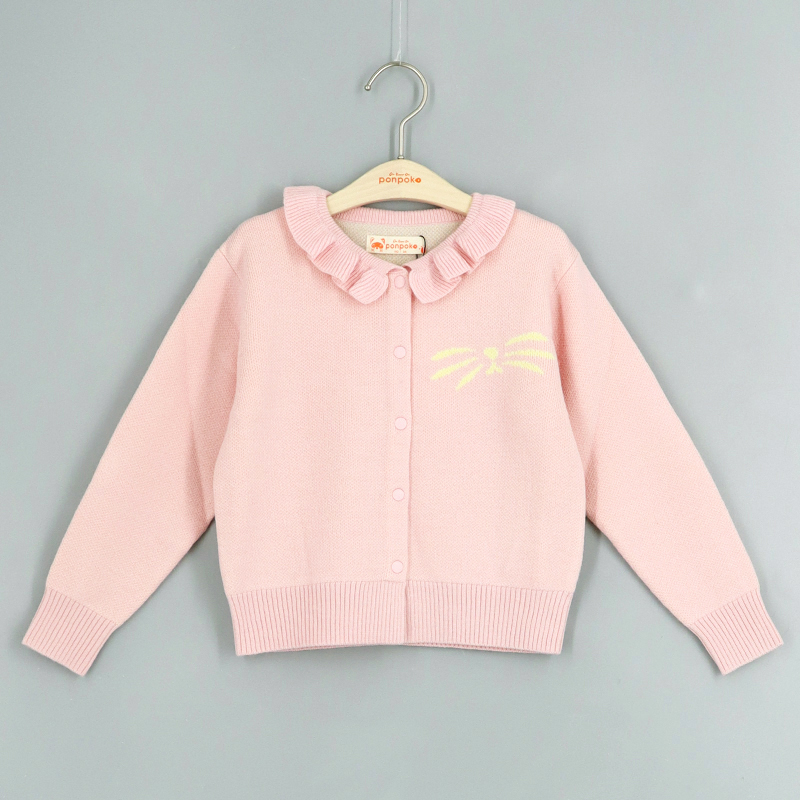 荷葉領貓咪針織外套