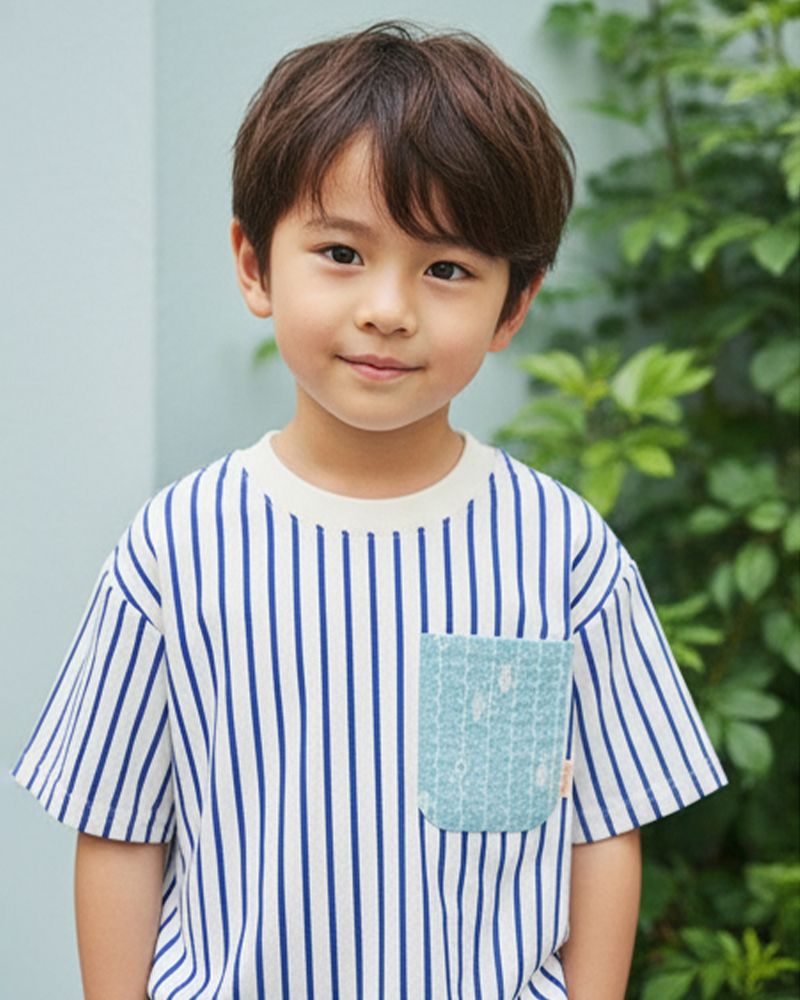 直紋圖案口袋T裇