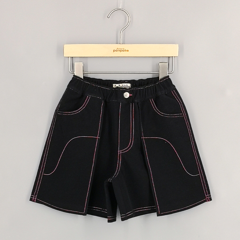 撞色車線疊層裙褲