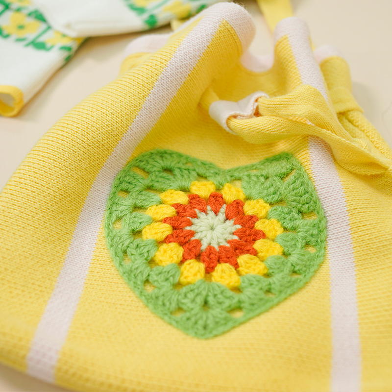 心型布貼針織袋