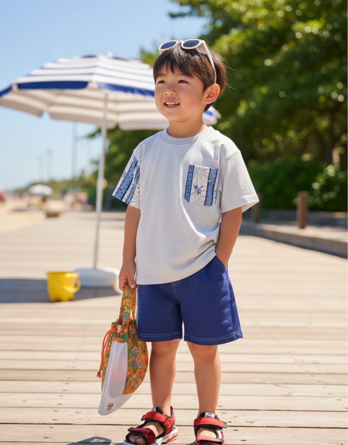 和風印花口袋T裇