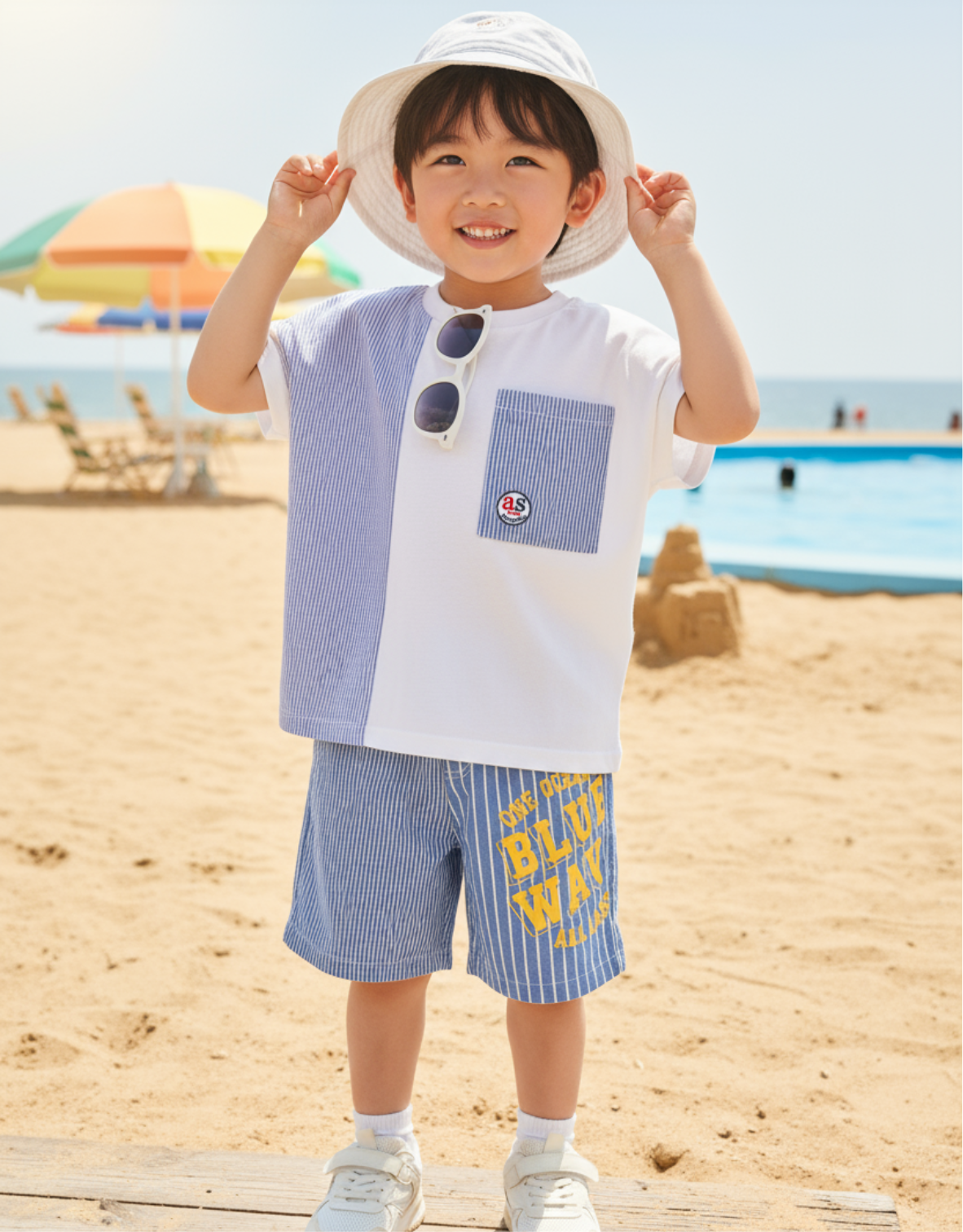 特色印花直紋短褲