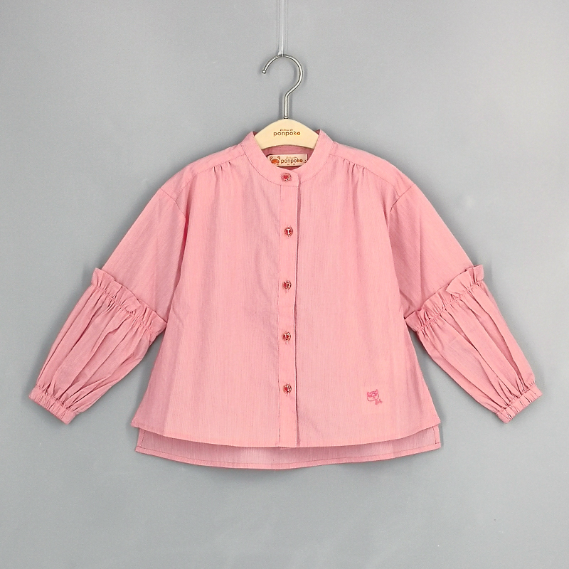 貓咪刺繡直紋襯衫