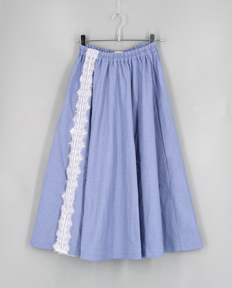 蕾絲邊側開長裙(女裝)