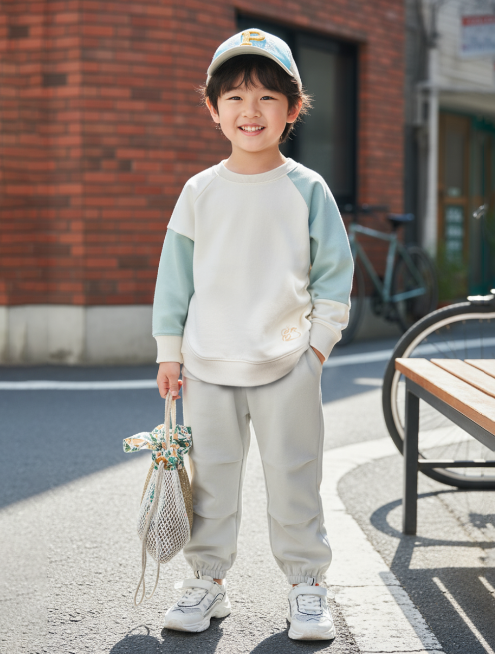 貓咪刺繡圖案拼色T裇