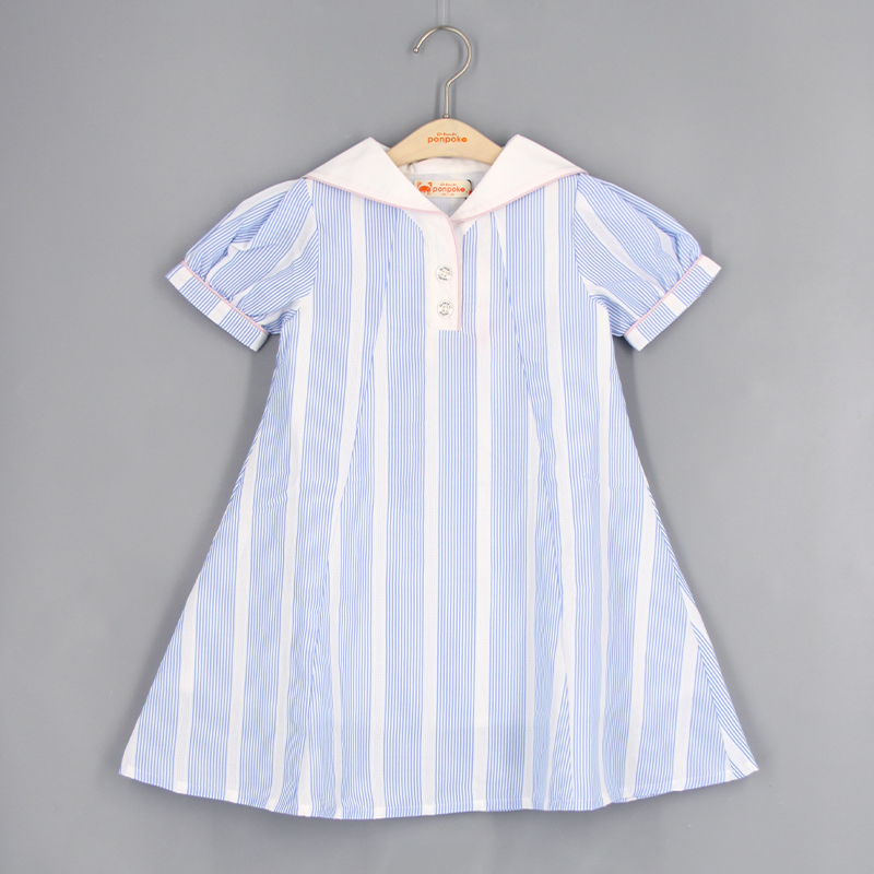 水手領直紋連衣裙