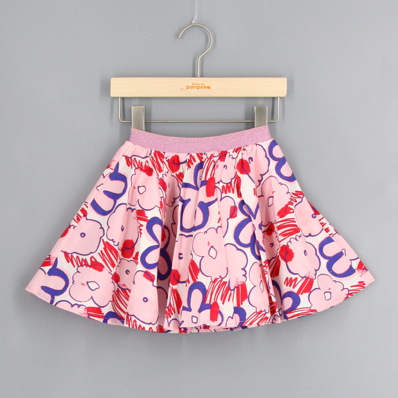 撞色花卉圖案短裙