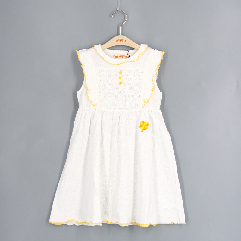 木耳邊四葉草連衣裙