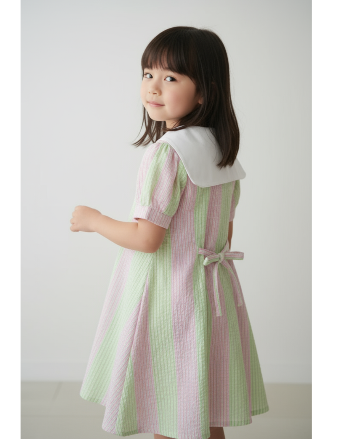 水手領直紋連衣裙